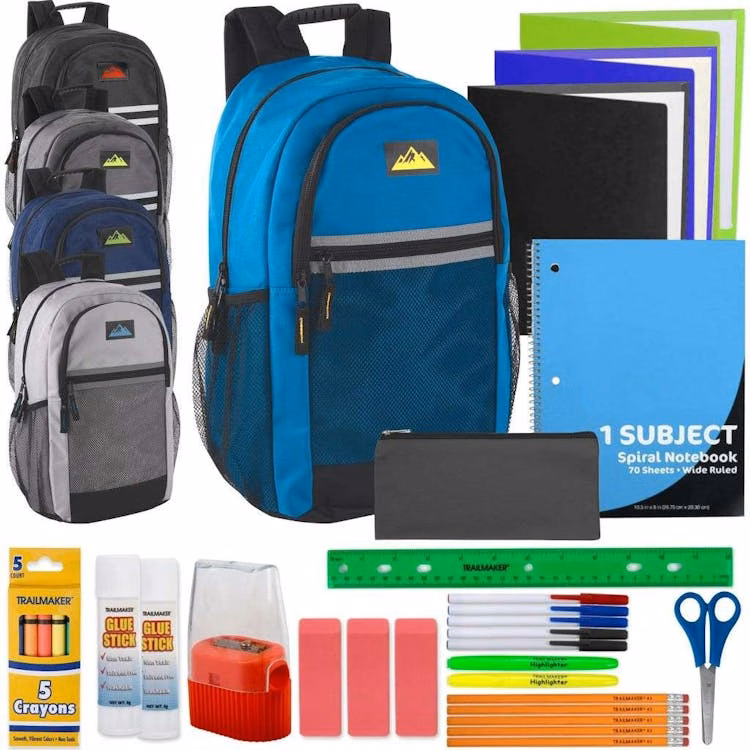 18" Reflective Backpack With 30-Piece School Supply Kit