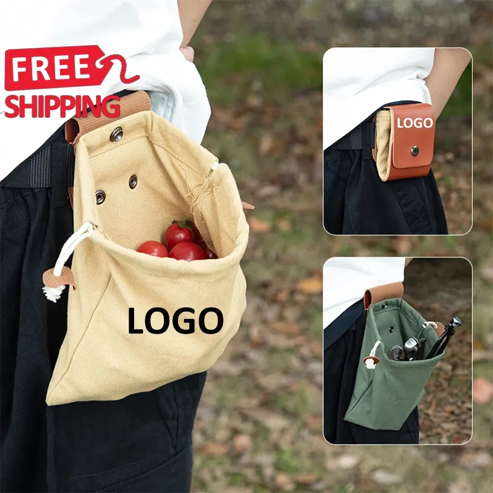 Collapsible Waxed Canvas Foraging Pouch 1