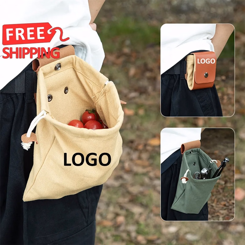 Collapsible Waxed Canvas Foraging Pouch