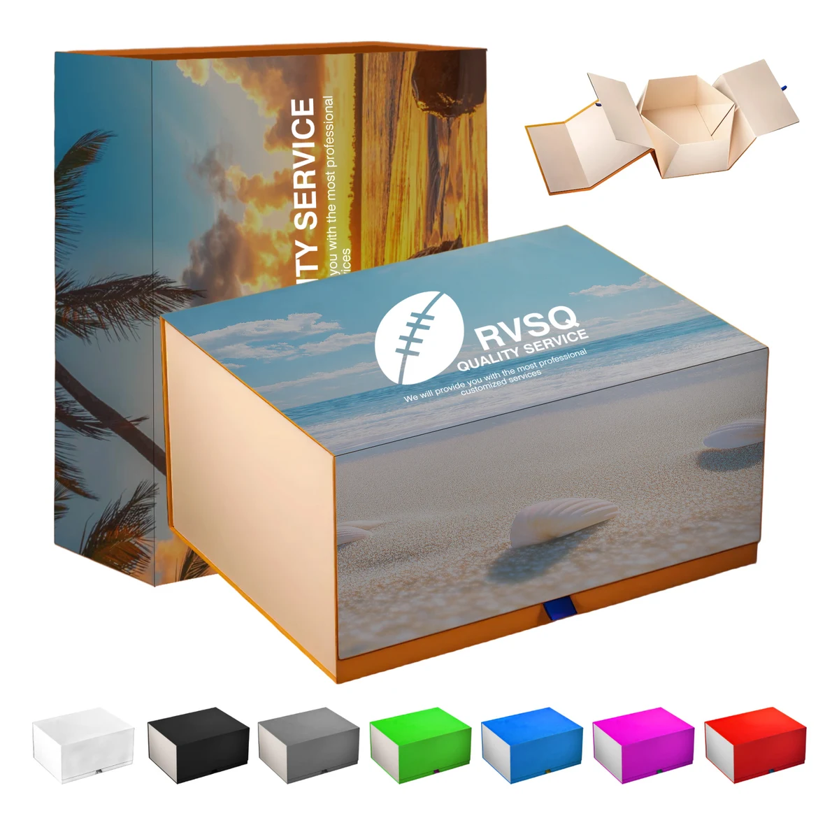 Full Color Foldable Magnetic Closure Promotional Gift Box (8'' L x 7'' W x 3'' H) 1