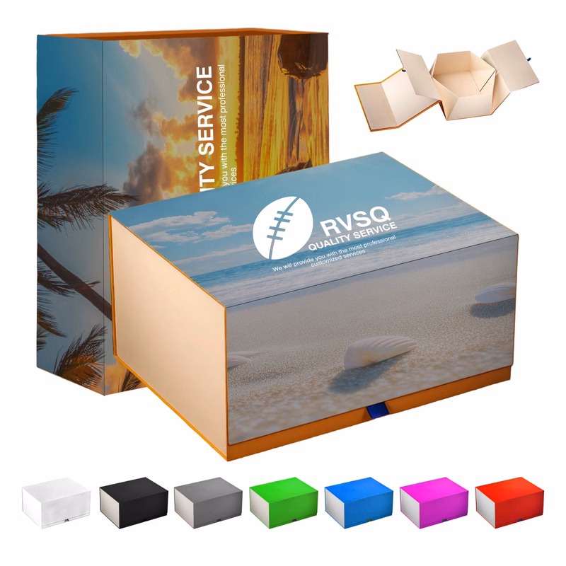 Full Color Foldable Magnetic Closure Promotional Gift Box (8'' L x 7'' W x 3'' H)