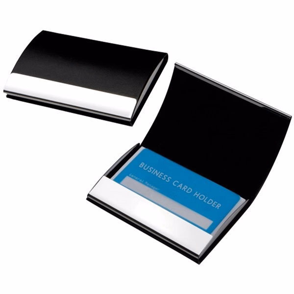 Leatherette Business Card Case with Stainless Steel Trims