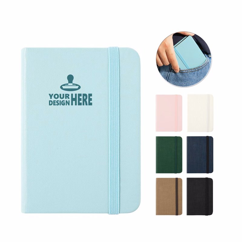 Pocket Notebook With Elastic Band PU Leather Cover