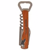 5 1/4" Brown Wooden Bottle Opener & Wine Corkscrew
