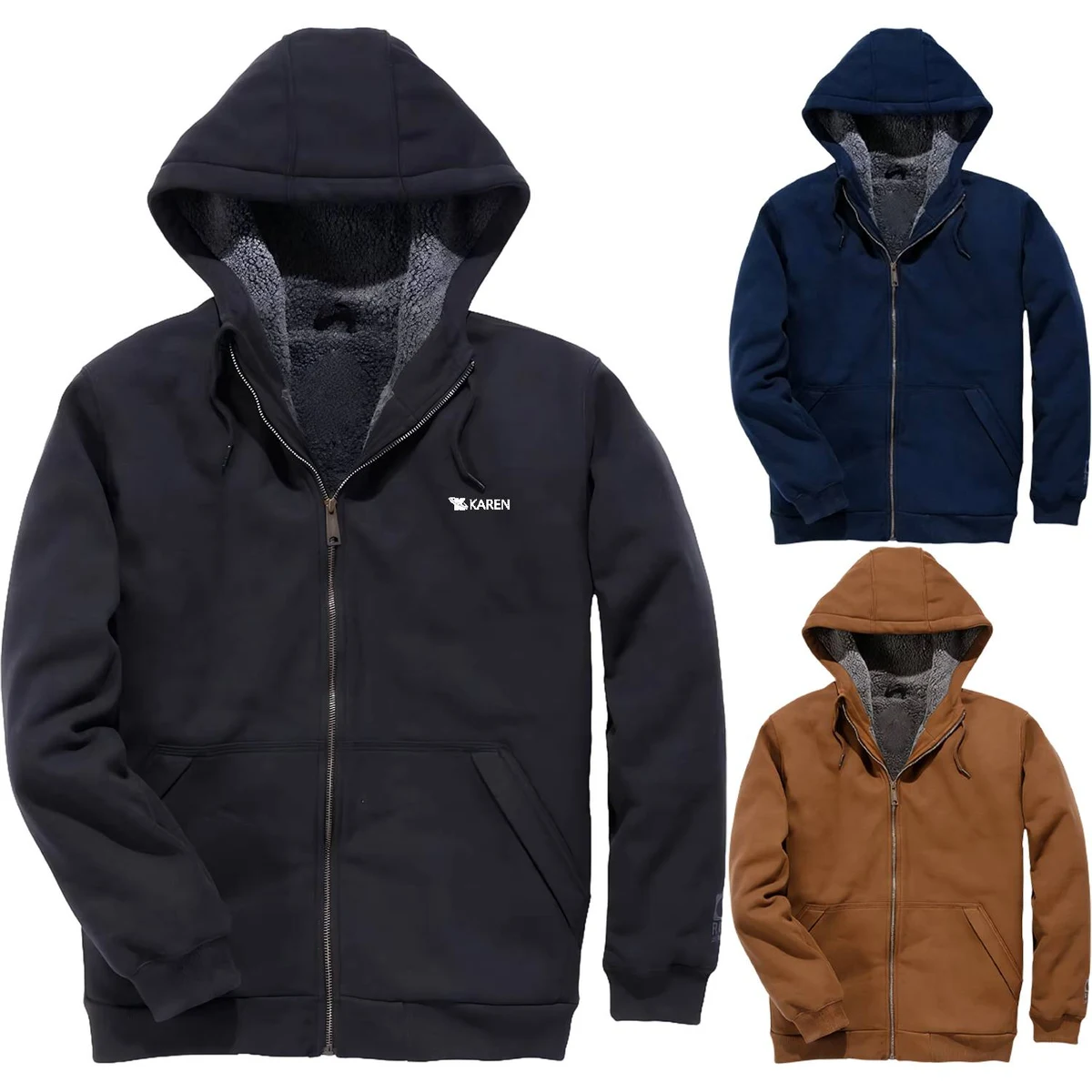Sherpa Fleece Zip Hoodie Sweatshirt, custom hoodie or sweatshirt with logo imprint 1