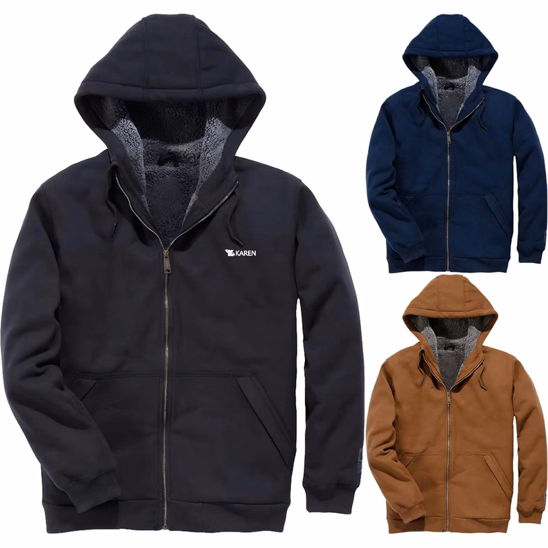Sherpa Fleece Zip Hoodie Sweatshirt