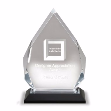 5 1/4" x 8 3/4" Inch Silver Diamond Impress Acrylic Trophy