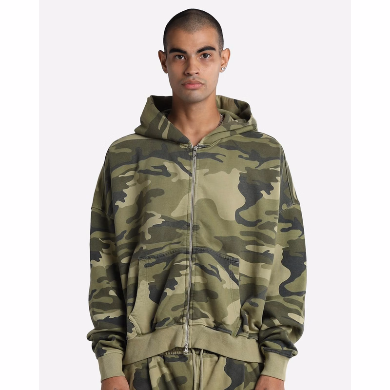 Unisex Garment-Dyed Cropped Full-Zip Hoodie Sweatshirt - SHGCZ
