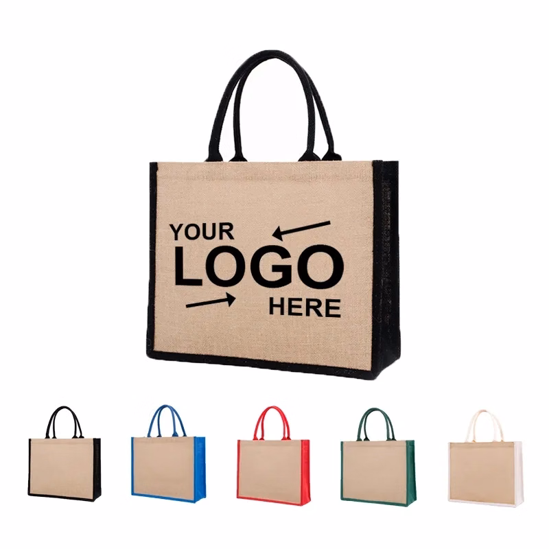 Two-Tone Jute Tote Bag