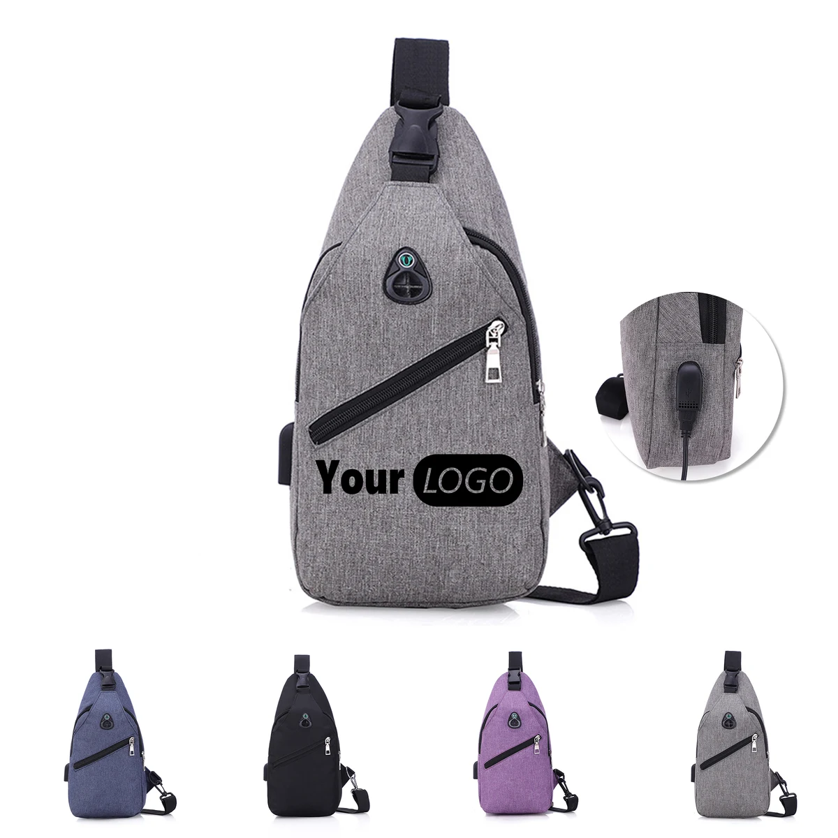 Portable USB Sling Chest Backpack 1