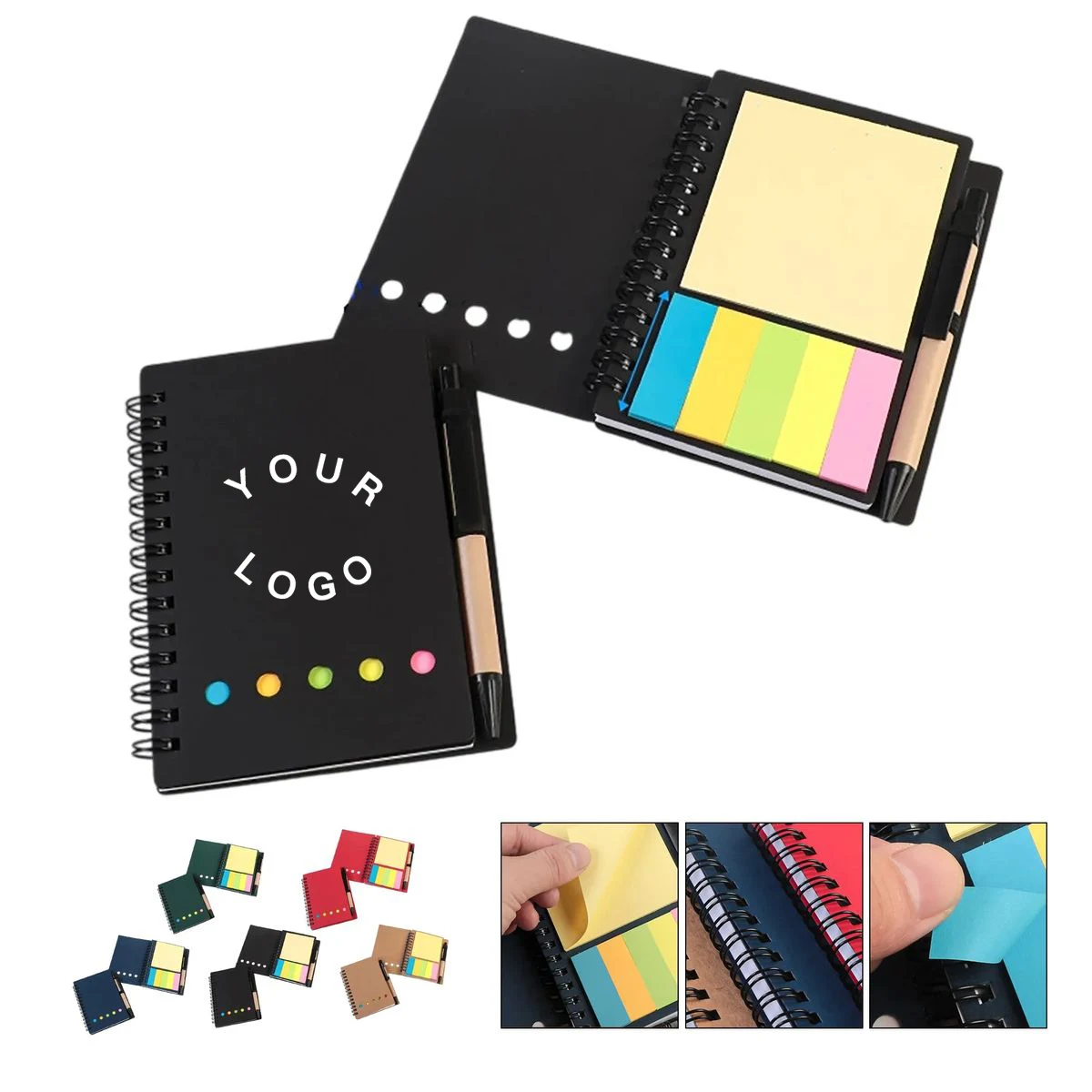 Kraft Paper Notebook with Sticky Notes and Pen 1