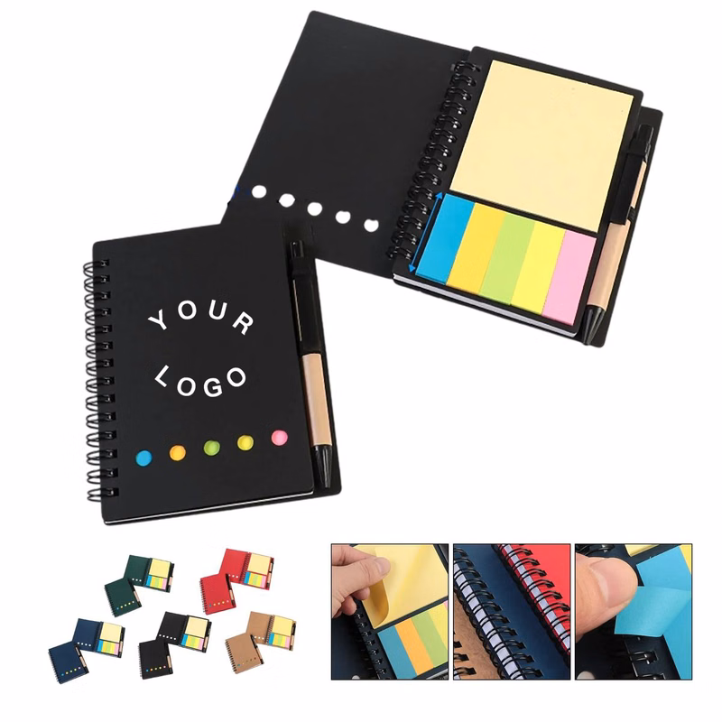 Kraft Paper Notebook with Sticky Notes and Pen