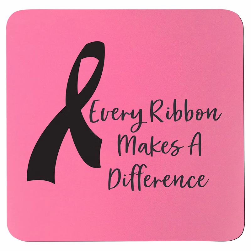 3 3/4" x 3 3/4" Square Pink/Black Silicone Coaster