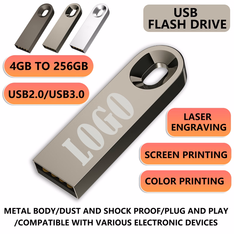 high-capacity metal USB flash drive attached to a keyring