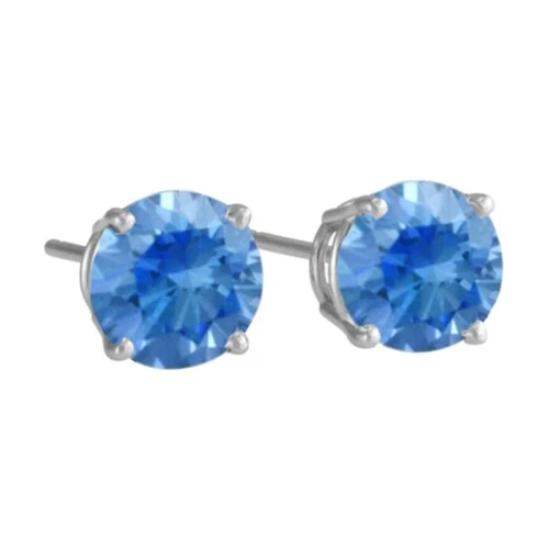 Antwerp Sterling Silver Cubic Zirconia Blue Royal Stud Earrings 1