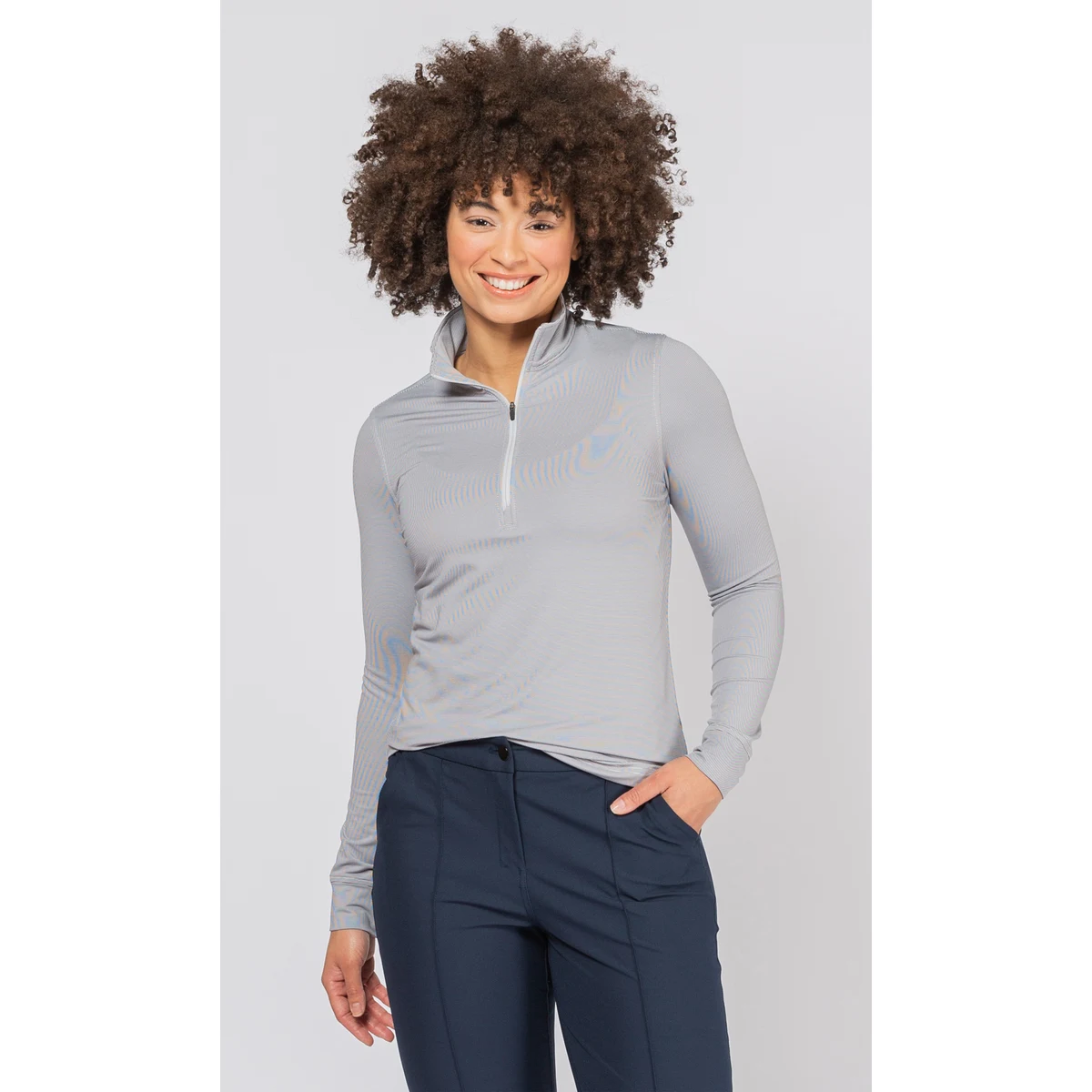 OOBE Women's Durant Striped Quarter Zip Pullover, custom hoodie or sweatshirt with logo imprint 1