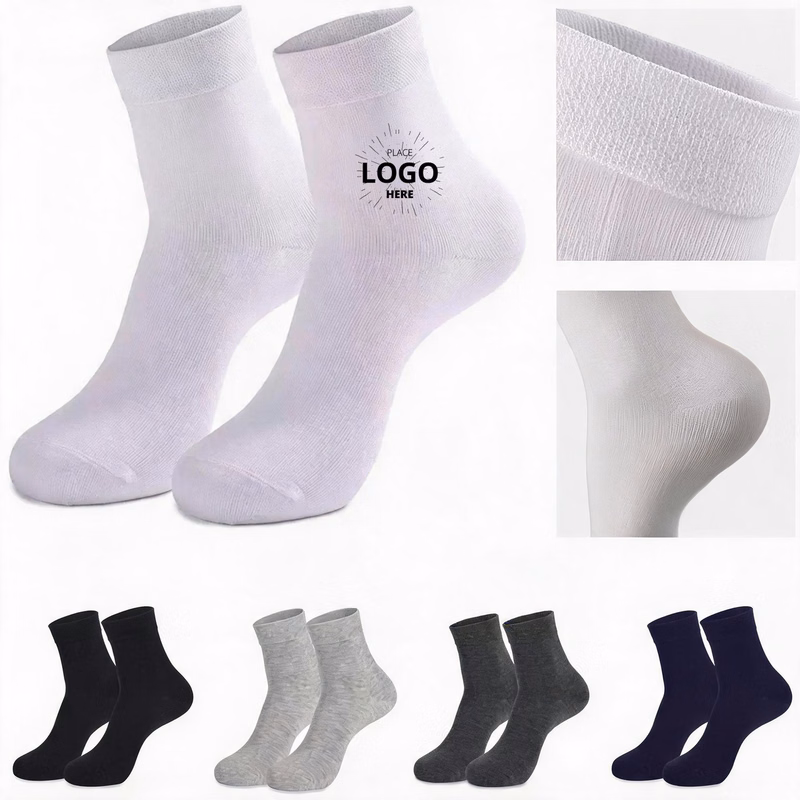 Custom Logo Solid Cotton Crew Socks