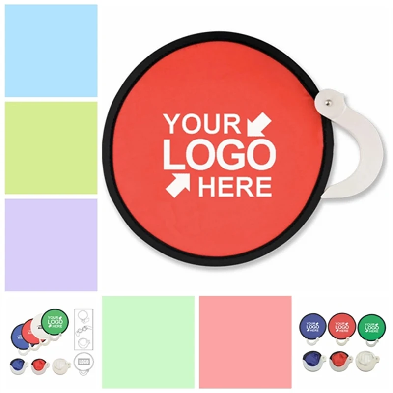 Folding Flyer Disc Hand Fan With Handle 1