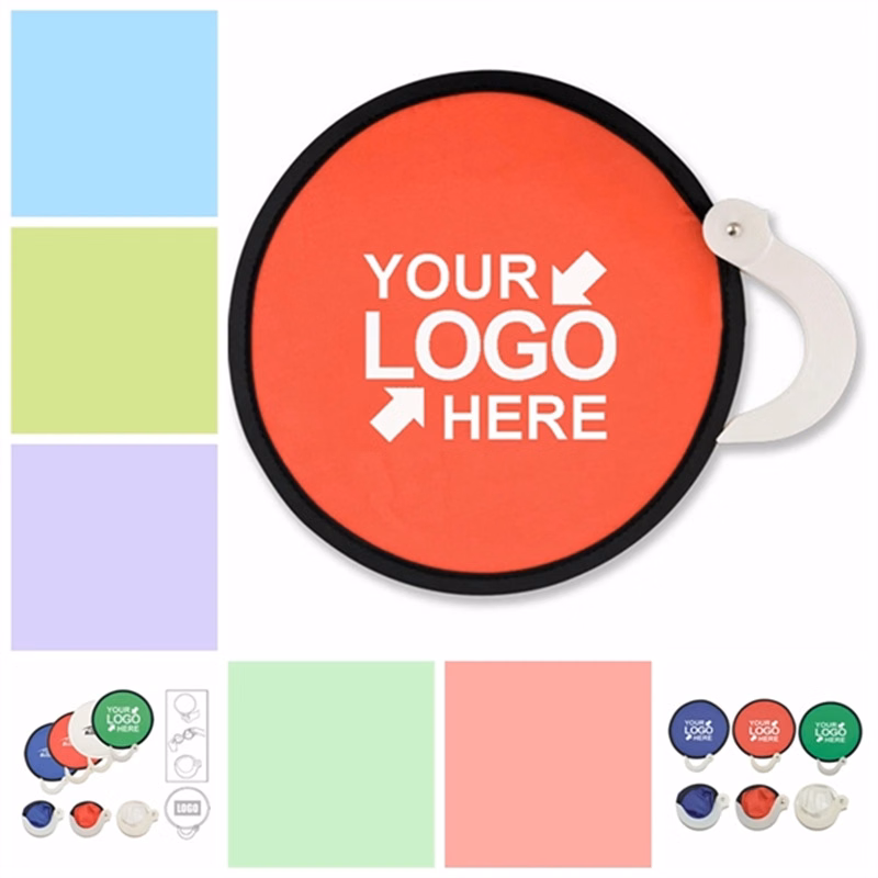 Folding Flyer Disc Hand Fan With Handle
