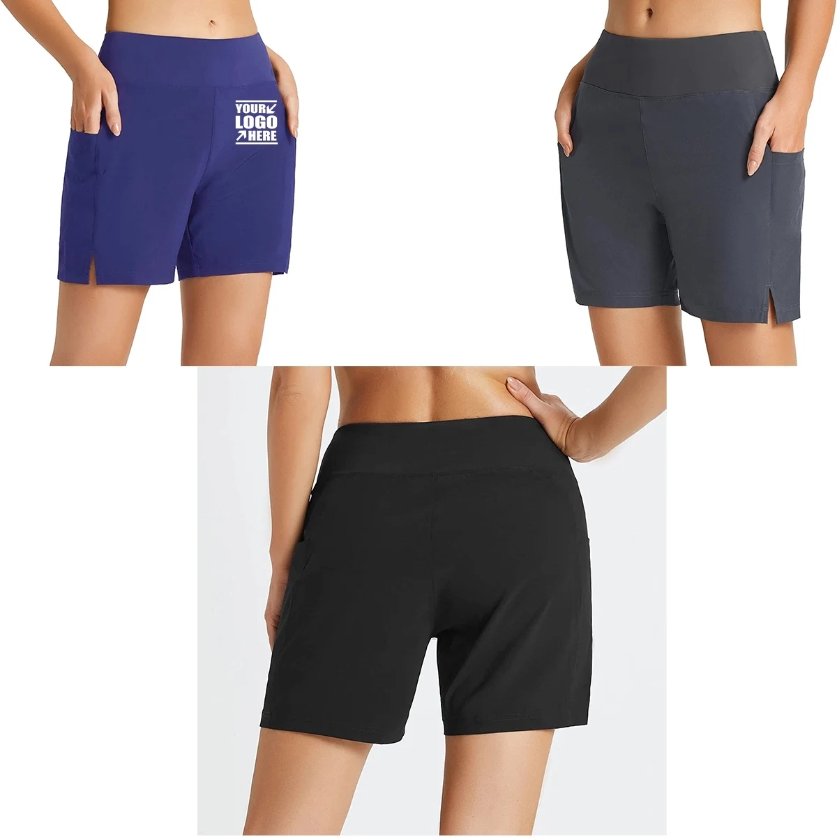 Quick Dry High Waisted Swim Board Shorts Swimsuit 1
