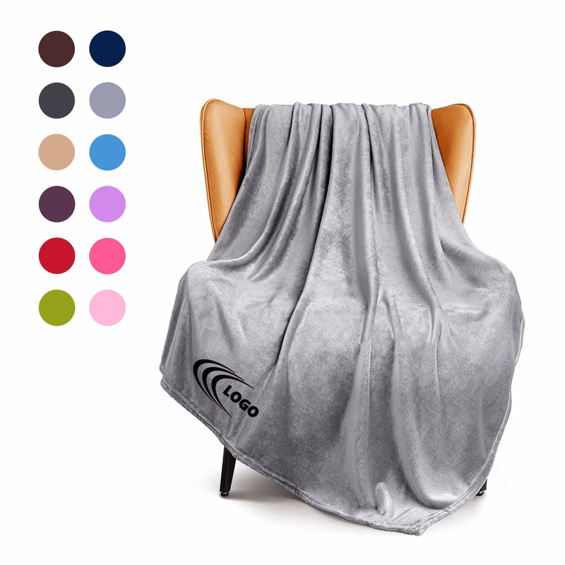 Custom Logo Flannel Throw Blanket