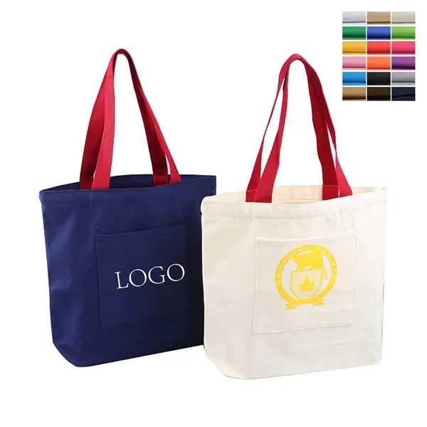 10oz canvas cotton zipper tote with front pocket 1