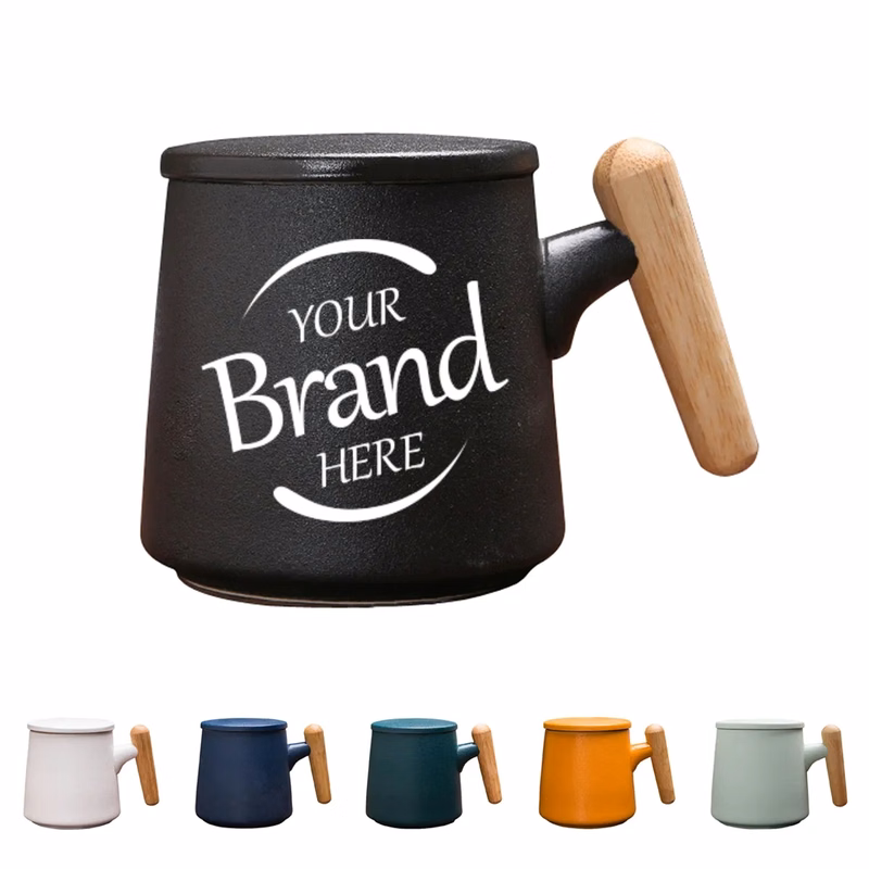 14oz wooden handle mug coffee cup