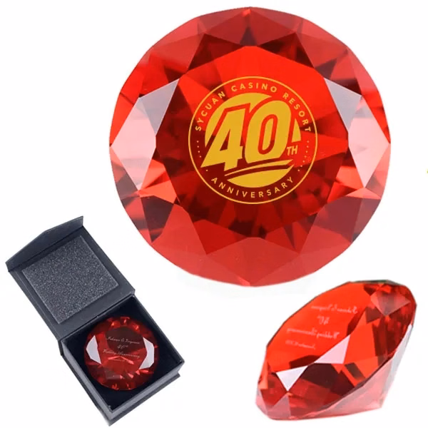 Ruby Crystal Diamond Paperweight