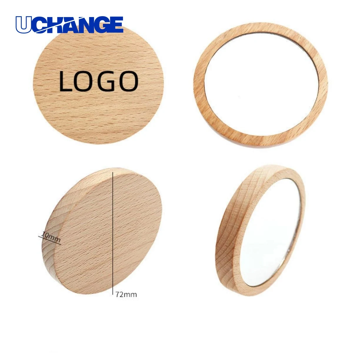 Full Color Pocket Wooden Makeup Mirror 1