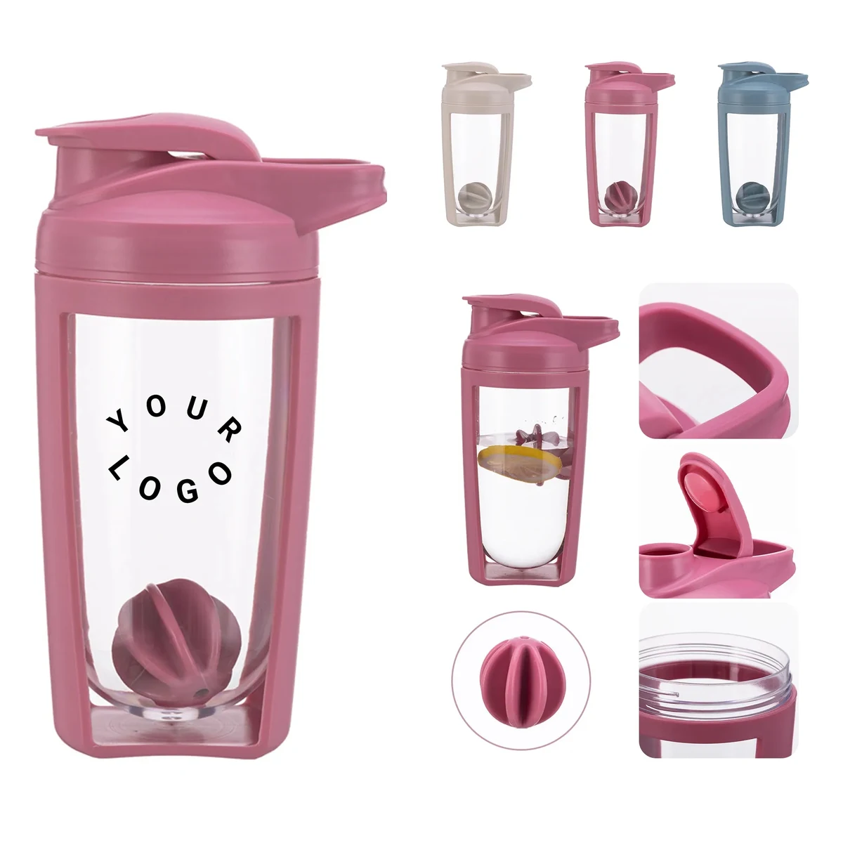Streamlined Shaker Bottle with Wide Mouth and Mixing Ball 1
