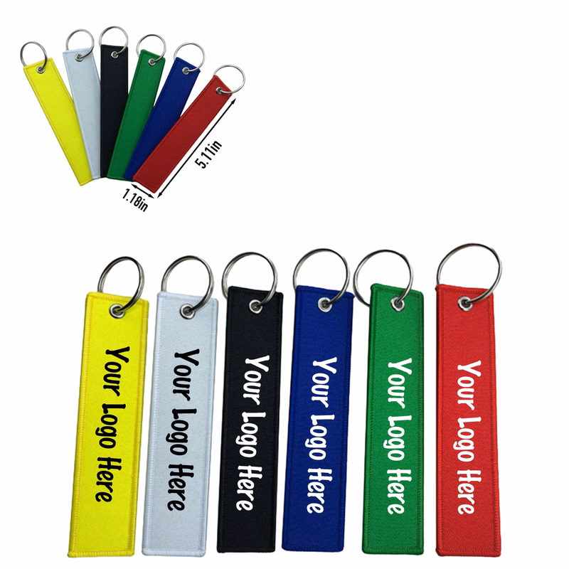 13*3cm Woven Label Colorful Keychain Patch