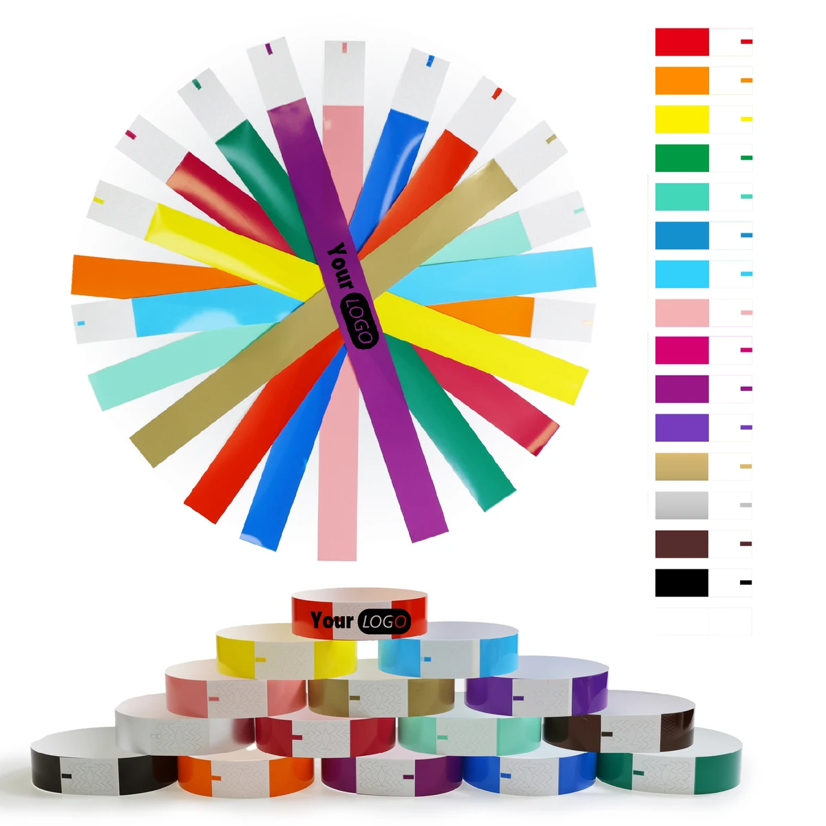 Waterproof Adhesive Neon Paper Wristbands 1