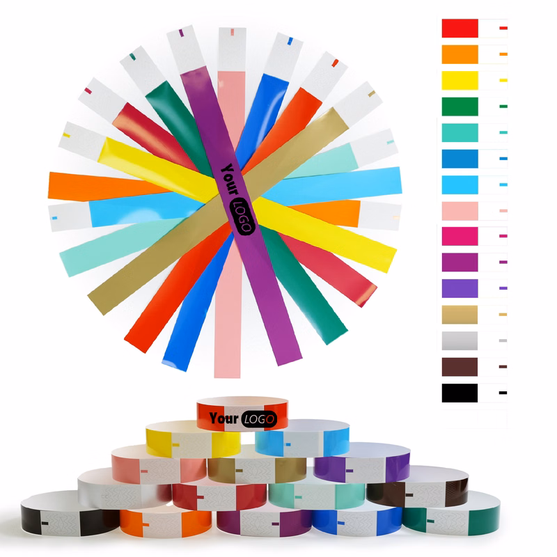Waterproof Adhesive Neon Paper Wristbands