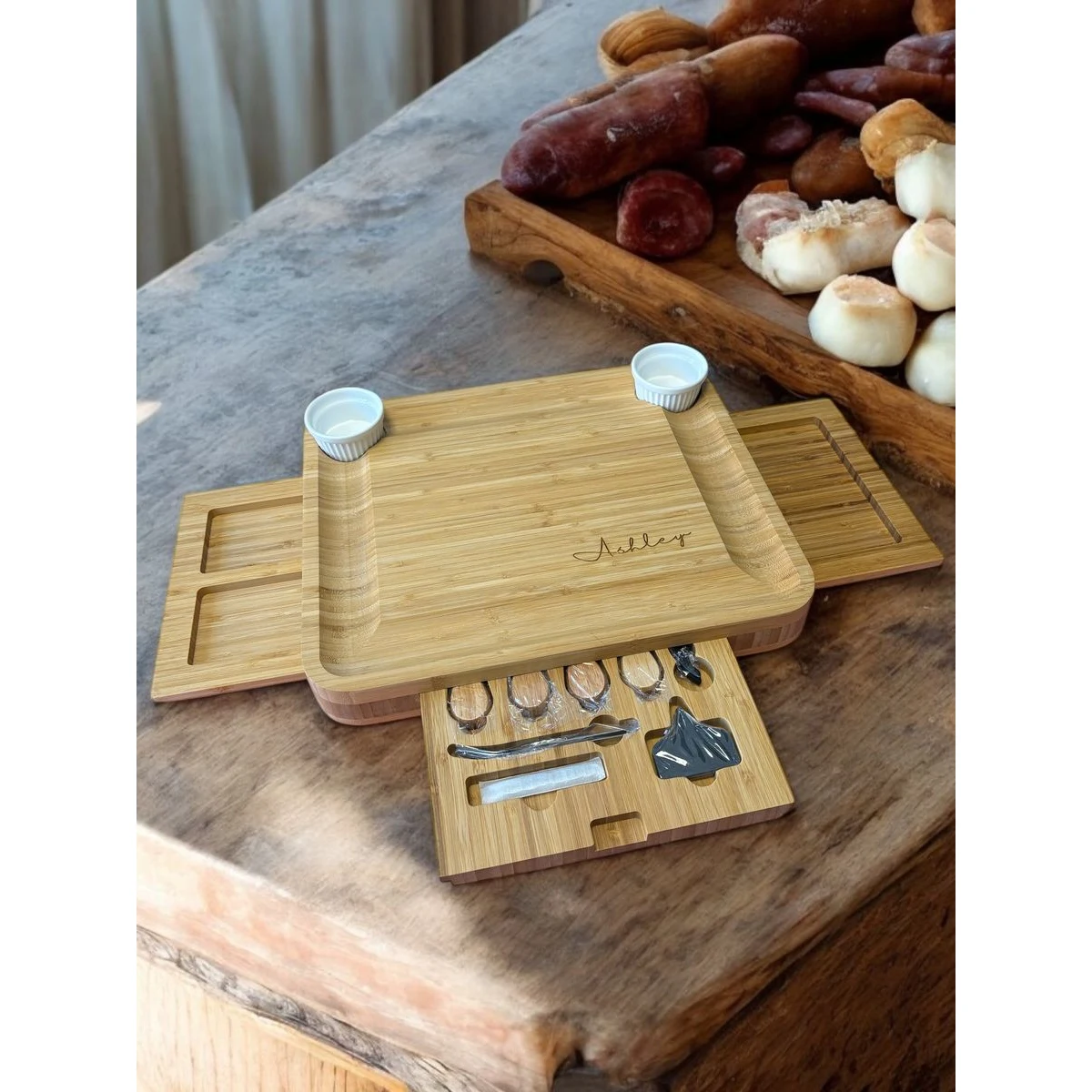 Bamboo Eco Cheese Board Set with Utensils 1