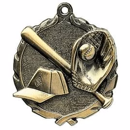 Baseball Wreath Medal, 2 1/2"