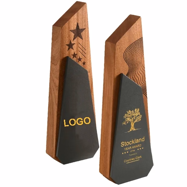 Solid Wood Crystal Trophy