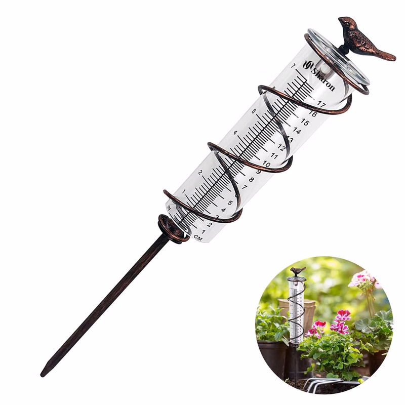 Outdoor Metal Bird Rain Gauge