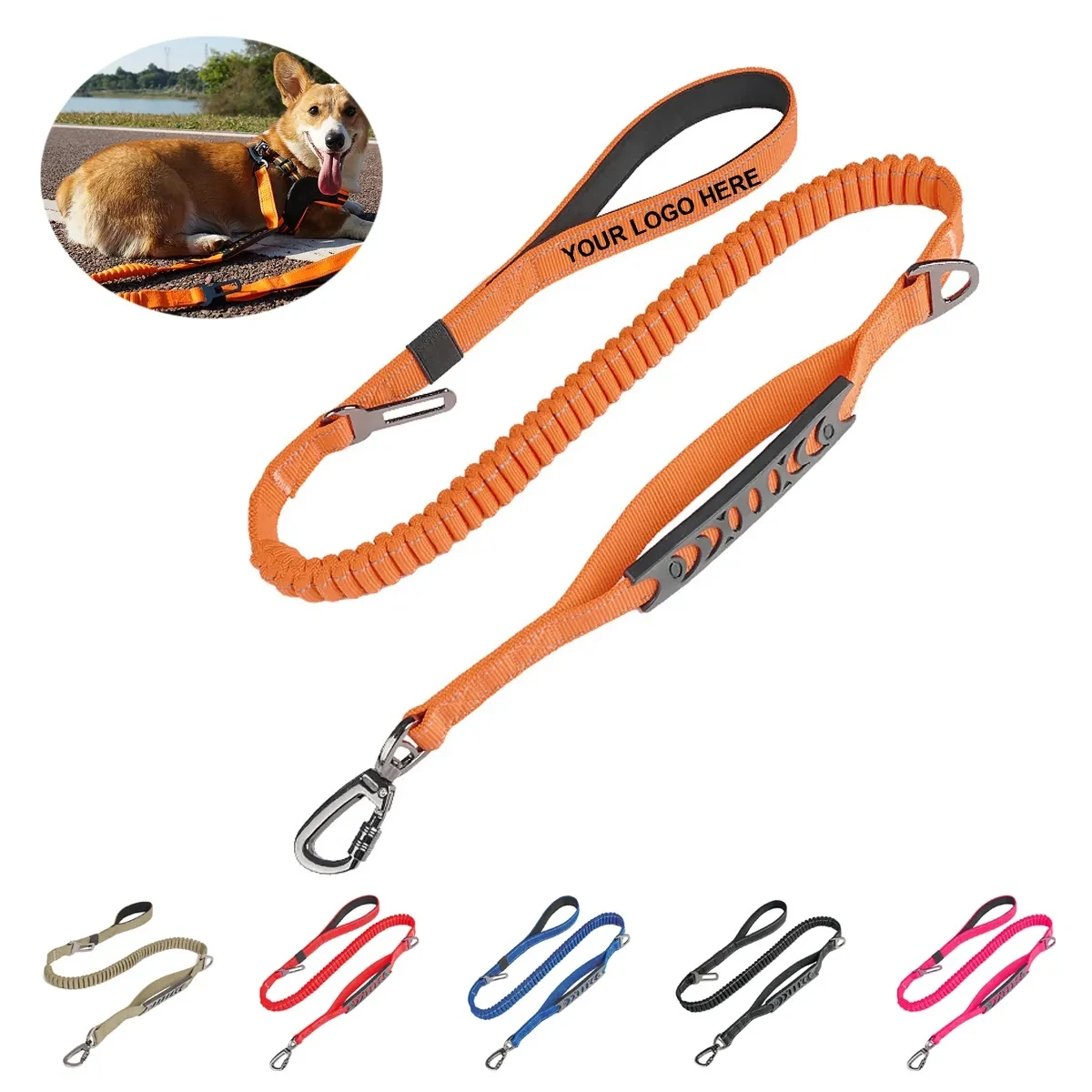 Pet Dog Leash Reflective Double Handles 1