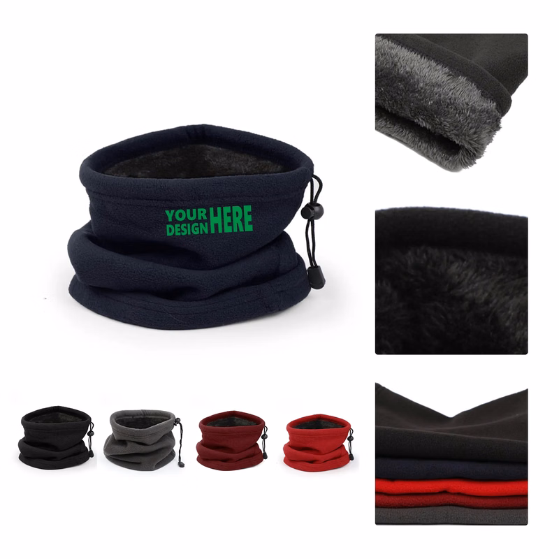 Winter Fleece Neck Warmer Drawstring Design