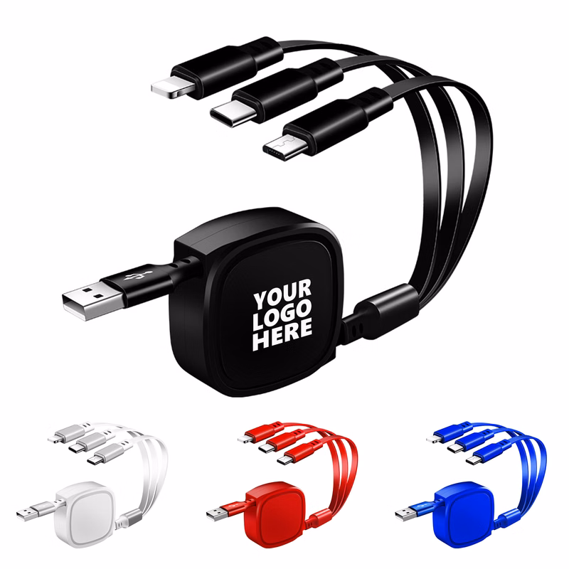 Retractable 3-in-1 Charging Cable - Compact & Versatile