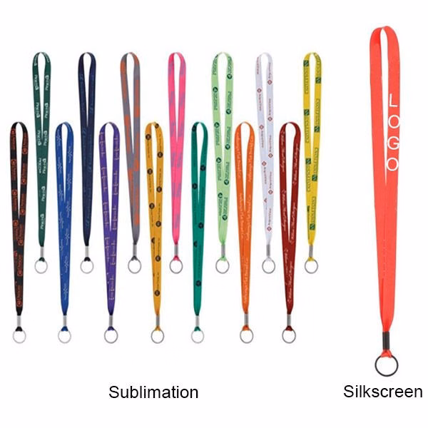 3/4" Polyester Lanyard W/ Metal Key Ring and Crimp (Sublimation)