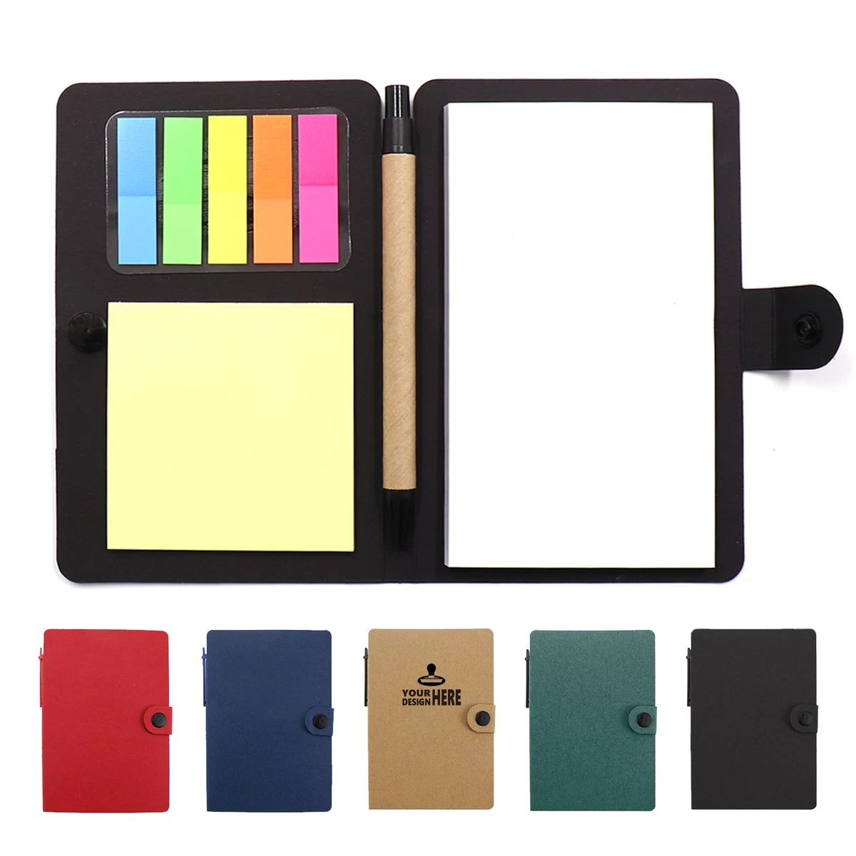 Notebook with Sticky Notes and Pen 1