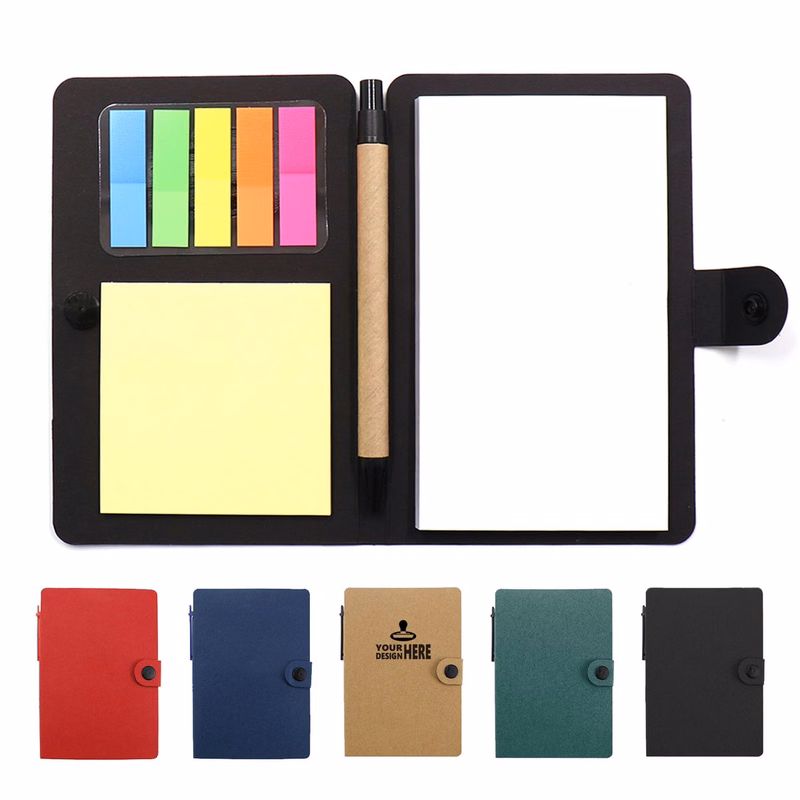 Notebook with Sticky Notes and Pen