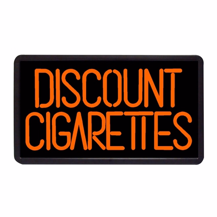 Discount Cigarettes 13" x 24" Simulated Neon Sign