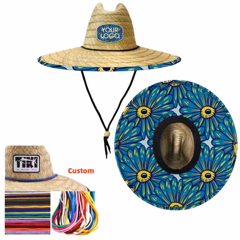 Sun Straw Hat w/ Full Color Underbrim Imprint
