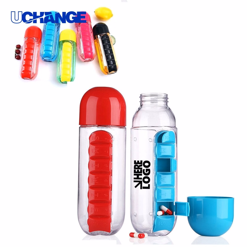 20oz Water Bottle with Pill Box Organizer