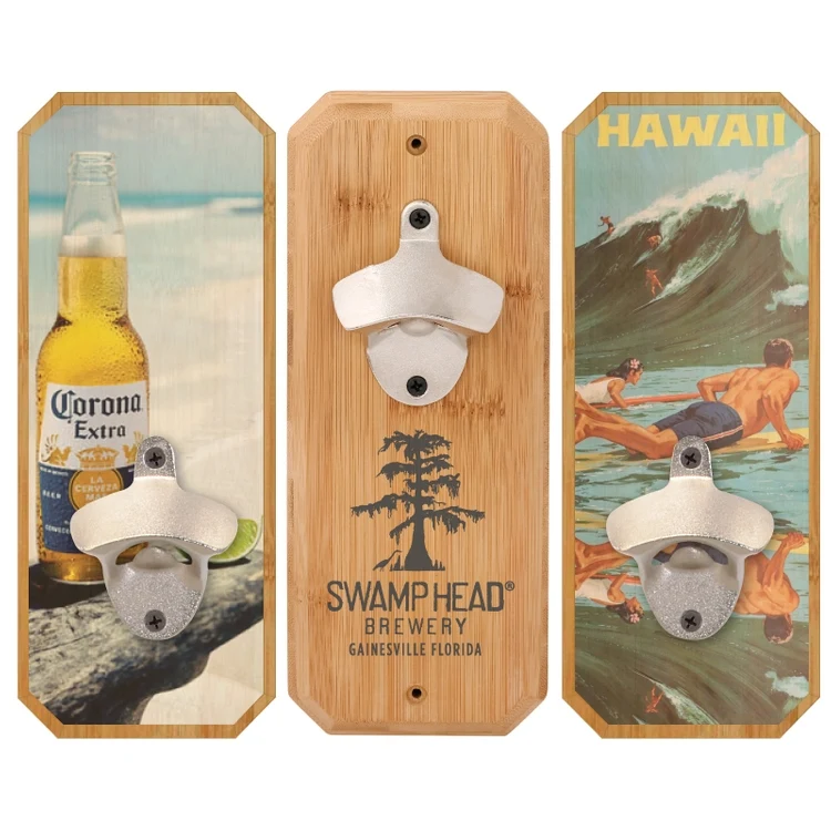 Emerson Bamboo Plaque Wall Mounted Bottle Opener 1