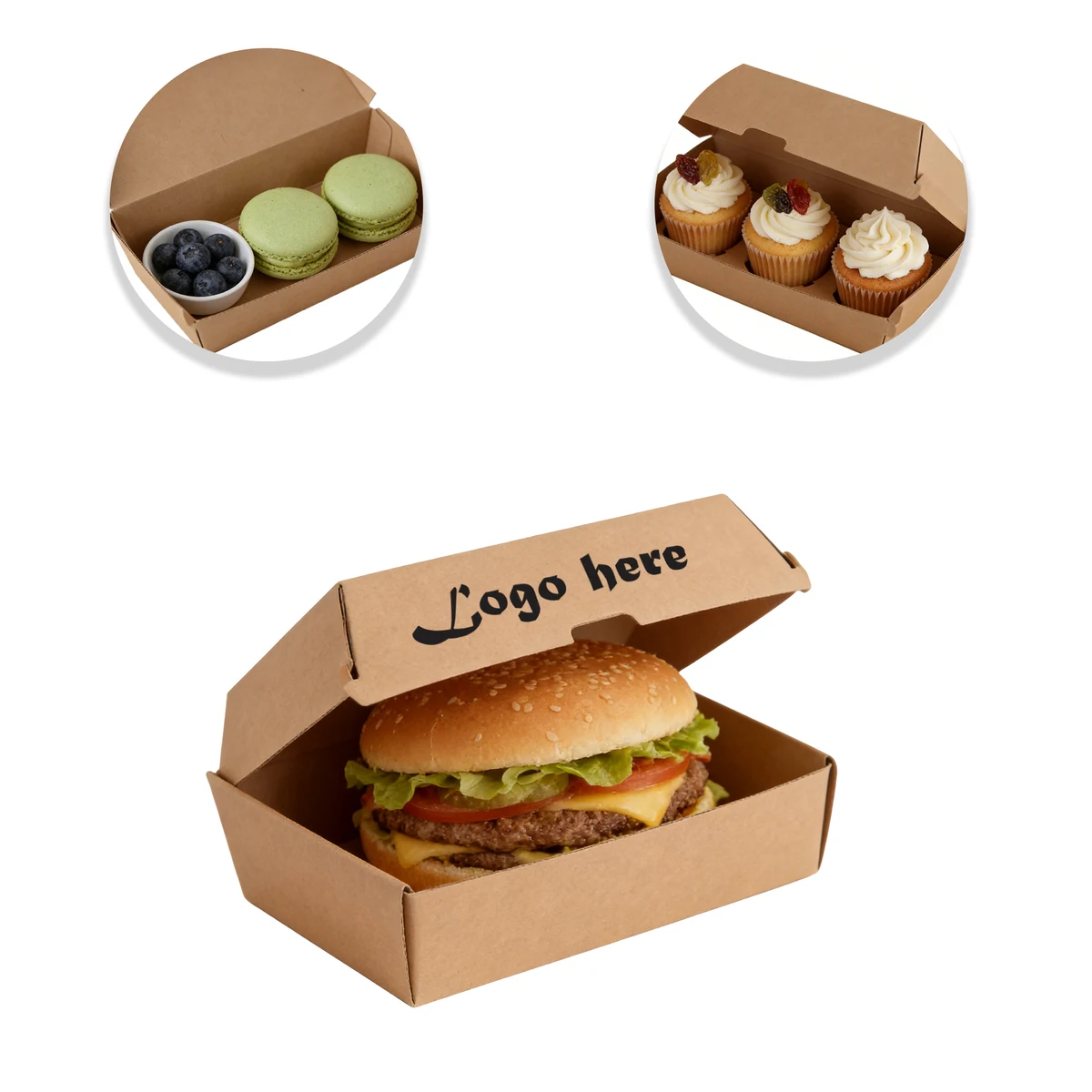 Disposable Corrugated Clamshell Hamburger Container Box 1