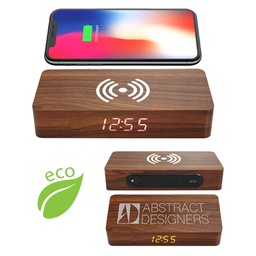Eco Wireless Charging Alarm Clock W/Temp 1