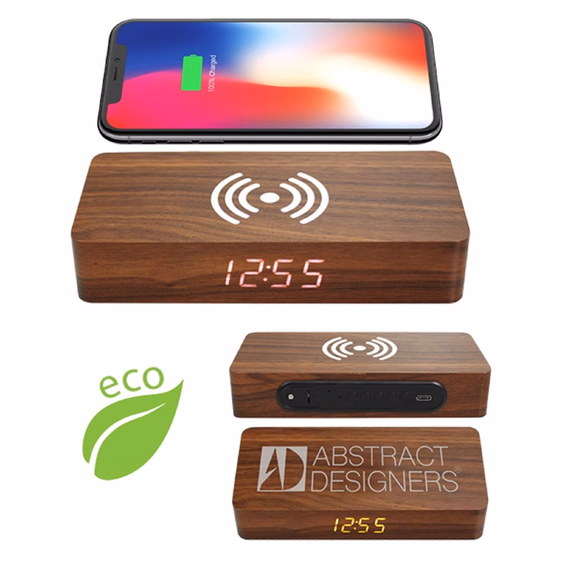 Eco Wireless Charging Alarm Clock W/Temp